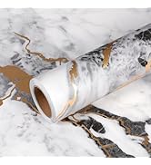 VEELIKE Black White Marble Contact Paper with Gold Veins Peel and Stick Countertops Waterproof Th...