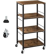 YBING Kitchen Island Cart Utility on Wheels Rolling Cart with Storage Organizer 4-Tier Farmhouse ...