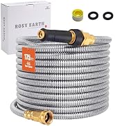 Rosy Earth Metal Garden Hose 175 FT - 304 Stainless Steel Water Hose 175 FT - Expandable Short Fl...