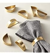 Cuff Brushed Gold Napkin Rings Set of 4, Modernist Napkin Ring Holder for Wedding, Banquet, Metal...