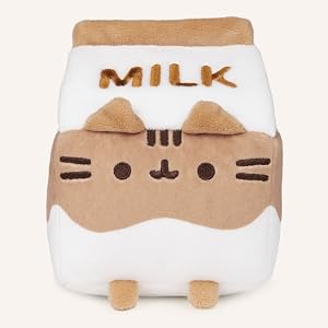 GUND Pusheen Chocolate Milk Sip Push Stuffed Animals Cat Bubble Tea Plushie
