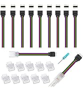 GXILEE 10 mm Wide Strip to Controller Jumper,10 Packs Solderless 4 pin Track Lighting Connectors ...