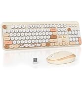Mosptnspg 2.4G Colorful Keyboard, 104 Key Off White Wireless Customized Membrane Round keycaps Re...