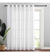 NICETOWN Linen-Like Patio Door Curtains - Extra Wide Grommet Top Semi Voile Drape Sheer Panels fo...