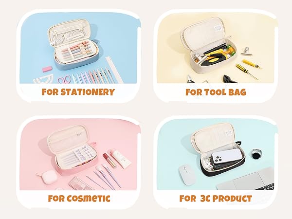 SUNEE Cute Pencil Case, Aesthetic Pen Pouch, Colored Large Pencil Bag with Zipper, Kawaii Stationery