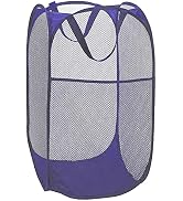 BATTOO Deluxe Strong Mesh Pop up Laundry Hamper Basket with Side Pocket Foldable Hamper for Laund...