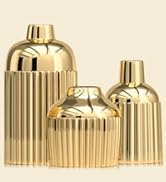 3 Piece Gold Ceramic Vases for Home Decor,Modern Decorative Vases for Flowers, Pampas Grass & Euc...