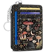 Kelvoris Mushrooms Credit Card Holder Small Wallet Women, Moon Slim RFID Blocking Wallet Woman Ke...
