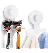 Fenas Suction Cup Razor and Shaver Holder for Shower Wall, Stainless Steel Reusable Suction Hook ...