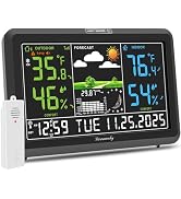 DreamSky Weather Station Indoor Outdoor Thermometer Wireless, Atomic Clock | Digital Large Displa...