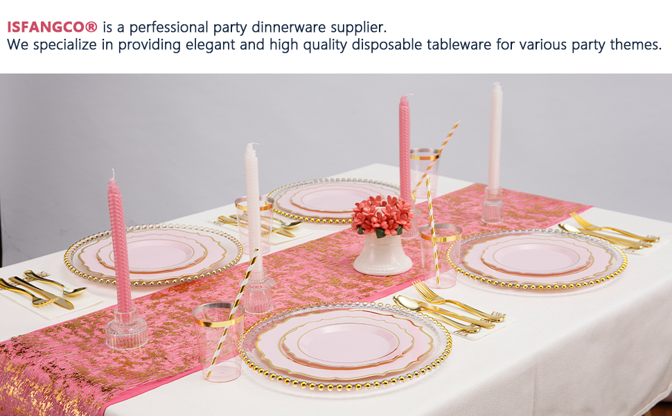 Pink and Gold Party Dinnerware Sets