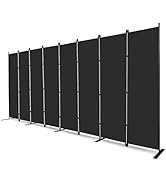 MAYOLIAH 8-Panel Black Room Divider 6ft Tall Folding Privacy Screen Portable Office Partition 160...