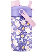 12 oz Insulated Water Bottle for Kids: 2-in-1 Straw Spout Lid, Spill-proof, BPA-Free, Easy Clean,...