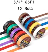 RED WOLF 10 Pack Colored Electrical Tape 3/4 Inch x 66 Ft Industrial Grade UL/CSA Listed 7 Mil Th...