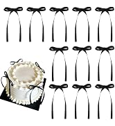 NatNarr 30 Pack Bow Cake Toppers Black Ribbon Bows for Cake Bow Cupcake Toppers Back to School De...