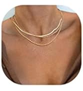 Freekiss Herringbone Necklace for Women,Dainty Gold Necklace,14k Gold Plated Snake,Gold Chain Cho...