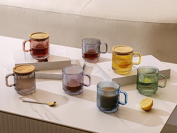Classical Vertical Stripes Glass Tea Cup