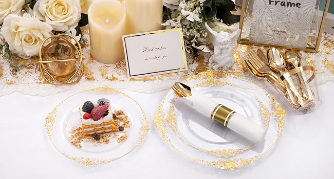 Clear and Gold Plastic Plates