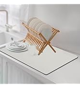 Dish Drying Mat Coffee Bar Mat for Kitchen Counter, Absorbent Dish Rack Pad Heat Resistant Hide S...