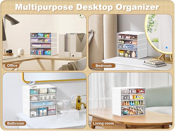 4 Tier Plastic Stackable Storage Drawers