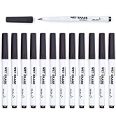 TWOHANDS Wet Erase Markers Ultra Fine Tip, Black, 0.7mm 12 Count | Low Odor, Extra Fine Point, Fo...