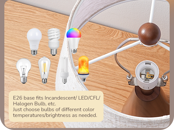E26 BULB BASE BEDSIDE TABLE LAMP