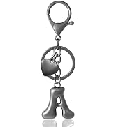 ANHBKAR Heart Bubble Letter Keychain for Women, Girls - Cute Keychain with Initial - Alphabet Key...