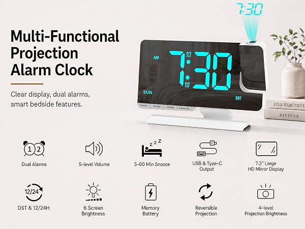 Multi-FunctionalProjection Alarm Clock