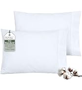 ROYALE LINENS 100% Organic Cotton Percale Pillowcases Set of 2 - Standard Size Percale Pillowcase...