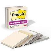 Post-it Super Sticky Notes, 5 Sticky Notes Pads, 3 x 3 in., School Supplies and O?ce Supplies, 2X...
