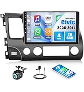 4 Core+64G Car Stereo Radio for Honda Civic 2006-2011 with Wireless Carplay Android Auto,10.1" An...