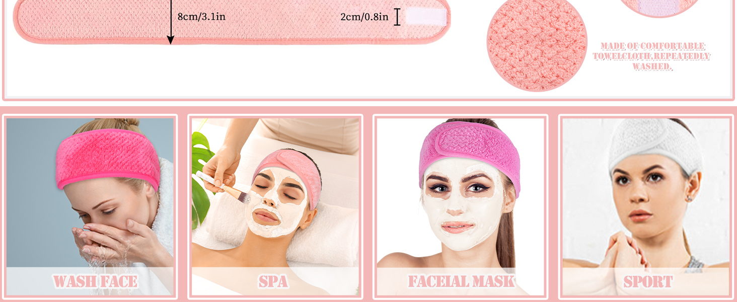 Spa Facial Headband(White, Pink)