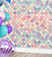 Mermaid Foil Fringe Curtains Backdrop Birthday