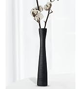 MZYOUHUO Black Tall Vase, 16 Inch Tall Slender Flower Vases, Handmade Brushed Ceramic Vase, Moder...