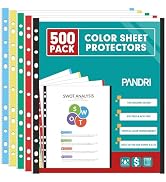 Sheet Protectors, PANDRI 500 Pack Color Heavy Duty Plastic Page Protectors Sheet Reinforced 11-Ho...