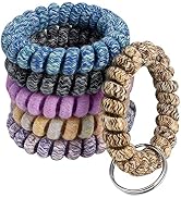 BIHRTC Pack of 6 Keychain Bracelet key Holder Wristlet Wrist Key Chain Spring Wristband Flexible ...
