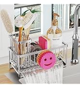 Taugast Sponge Holder for Kitchen Sink,Smiley Face Sink Caddy with Removable Brush Holder,Self-Dr...