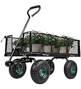 Taifa Heavy Duty Utility Steel Garden Cart 880 Lbs Capacity with Detachable Side Panels Convert t...