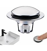 Chrome Bathroom Sink Drain Stopper,Pop Up Sink Drain Stopper Universal 2-in-1 Design with Hair Ca...