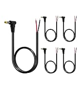 4.0mm x 1.7mm DC Power Cable 5-Pack, 22AWG 1FT Right Angle Male Barrel Connector, 12V DC Plug for...