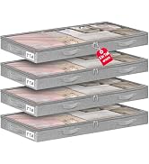 punemi Low-Profile Under Bed Storage Containers, 20 x 40 x 3 in, 4 Pack | No Rigid Structure, Sof...