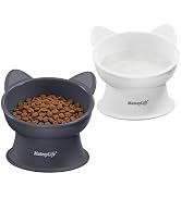 MateeyLife Elevated Cat Bowls, 2P Raised Food and Water Bowl Set for Indoor Cats & Small Dogs, Wh...