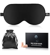 Silk Sleep Mask Eye Cover, 100% Real Natural Pure Mulberry Silk Eye Mask for Sleeping Blackout wi...