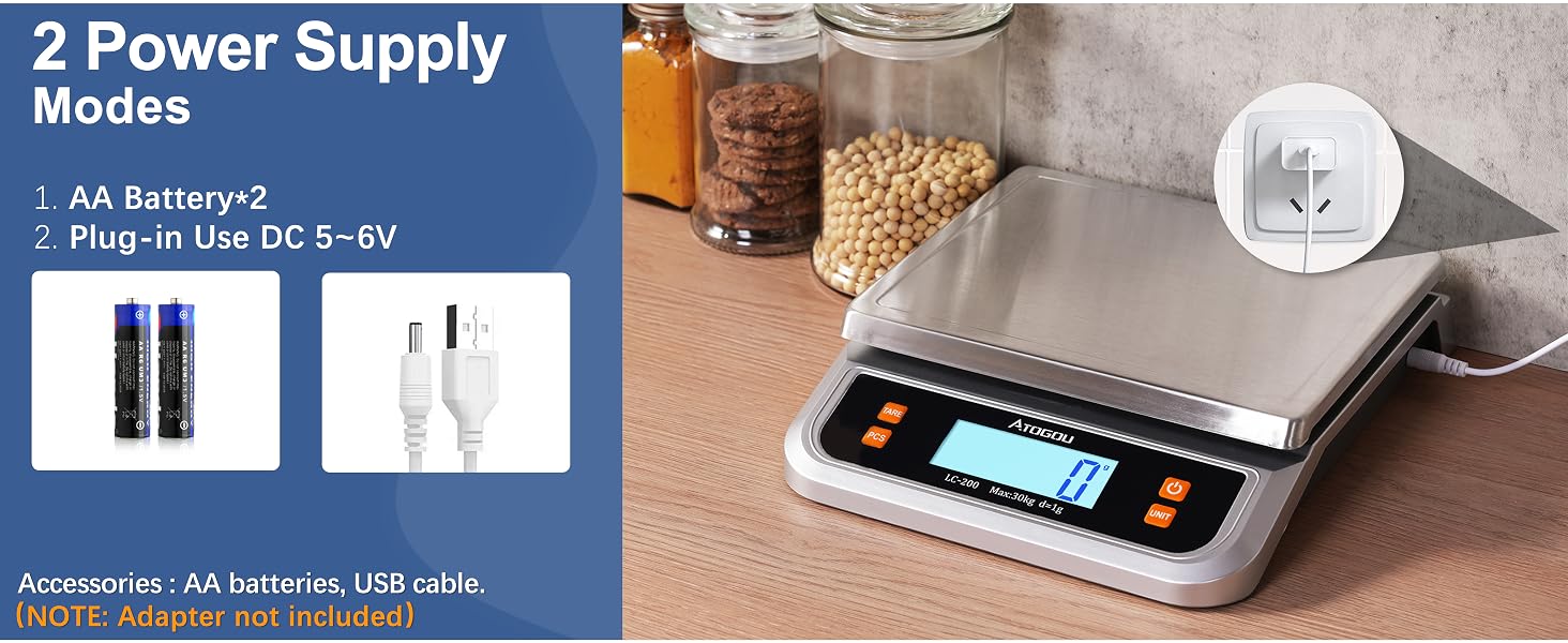 ATOGOU 66lb/30kg Commercial Large Digital Kitchen Scale