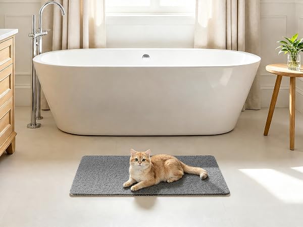 grey shower mat