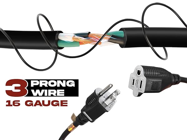 3ft 6ft 10ft extension cords heavy duty black 3 prong