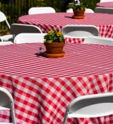 ZIMPLEWARE Premium Red Gingham Checkered Plastic Table Cloth Disposable (6 Pack) Round Tablecloth...