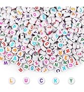 SUTOUG 1000PCS Letter Beads for Threading, 4 x 7 MM Acrylic Round Alphabet Beads for Jewellery DI...