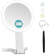 B Beauty Planet 30x/1x Magnifying Travel Mirror with Light, Double-Sided Rechargeable Adjustable ...