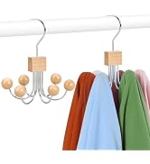 TOPIA HANGER Sweatshirt Hangers 2-Pack with 6 Wooden Balls, Purse Hanger, Scarf Hanger, Wooden Cl...